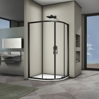 Душевой угол Veconi Rovigo RV-08B, 1000x900x1900, черный, стекло прозрачное