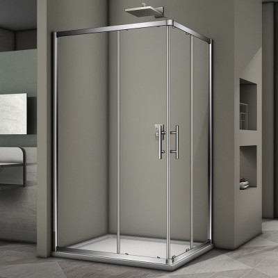 Душевой угол Veconi Rovigo RV-30, 1000x800x1900 хром, стекло прозрачное