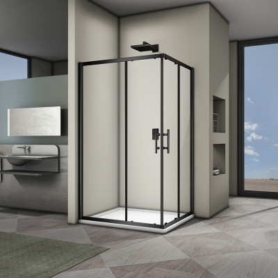 Душевой угол Veconi Rovigo RV-30B, 1000x900x1900 хром, стекло прозрачное