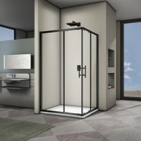 Душевой угол Veconi Rovigo RV-30B, 1200x900x1900 черный, стекло прозрачное