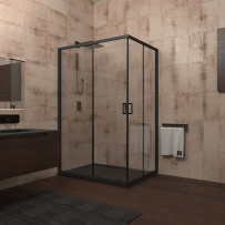 Душевой угол Veconi Rovigo RV-14, 1000x800x1950, черный, стекло прозрачное
