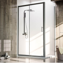 Душевой угол Veconi Rovigo RV-072B, 1500х1000х1900 черный, стекло прозрачное