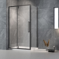 Душевой угол Veconi Rovigo RV-034B, 1100х800х1950 черный, стекло прозрачное