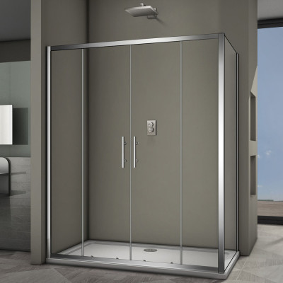 Душевой угол Veconi Rovigo RV-062, 1600x700x1900 хром, стекло прозрачное