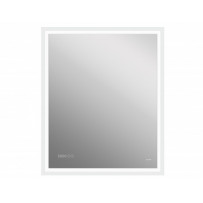 Зеркало для ванной LED 080 design pro 70x85 с подсветкой часы с антизапотеванием прямоугольное