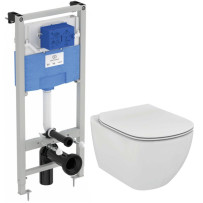 Инсталляция с унитазом Ideal Standard Tesi T3868V1 с сиденьем 3 в 1 белый матовый
