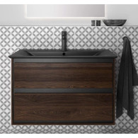 Тумба c раковиной подвесная  80 см Ideal Standard CONNECT AIR ЧЕРНЫЙ МАТОВЫЙ+ДЕРЕВО  R0474NE