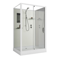 Душевая кабина Niagara Standart ST100/80/15Q/BK 100х80х200 прямоугольник,поддон 15см,распашная,проф.белый,без крыши