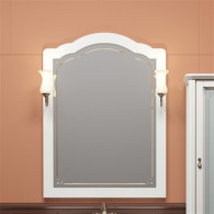 Зеркало для ванной Opadiris Лоренцо 80 белое, со светильниками на Рустику