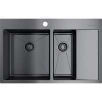 Мойка из нержавейки Omoikiri Akisame 78-2-GM-L вороненая сталь 4973101